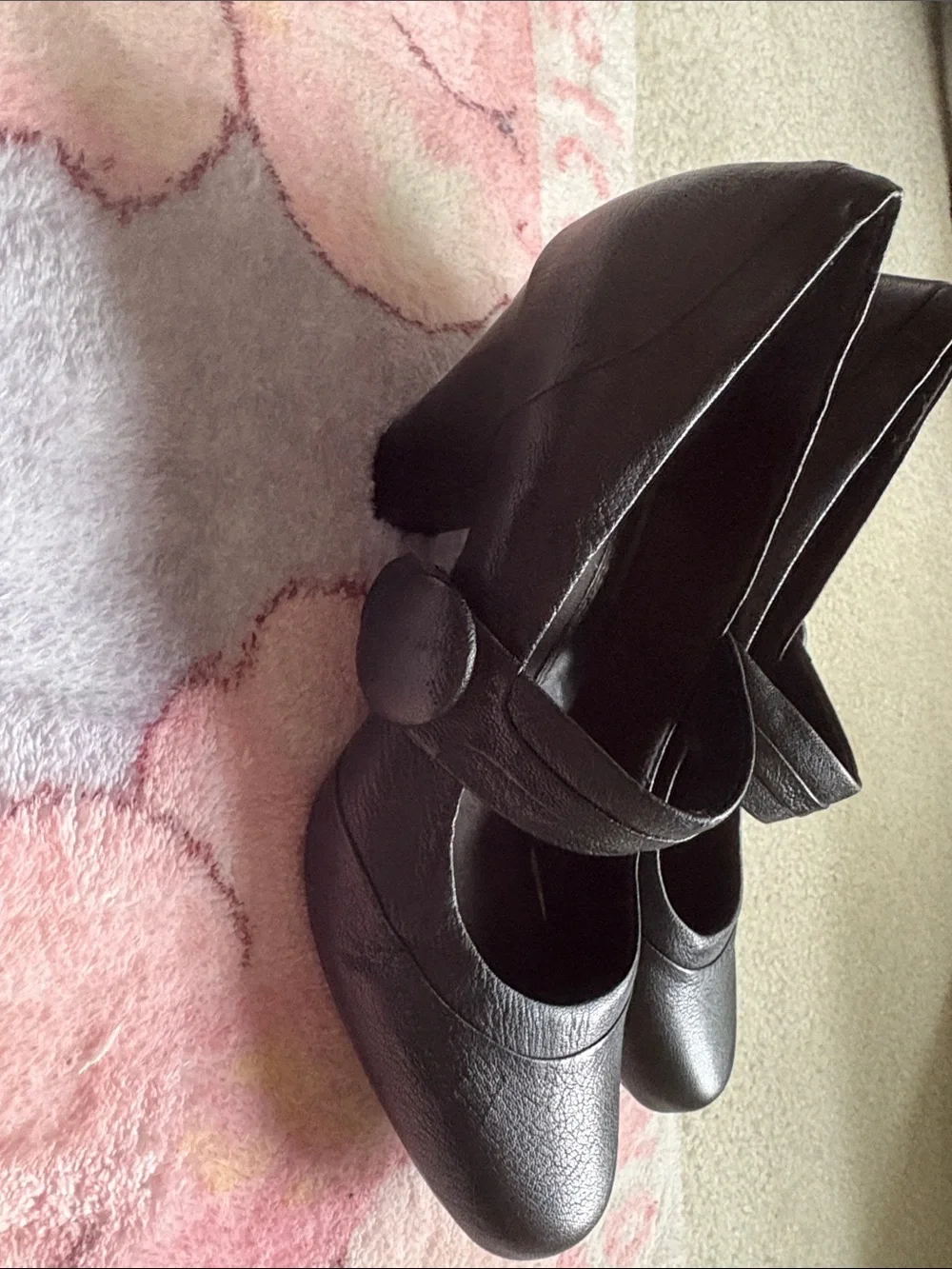 Clarks Black Leather Mary Jane Heels with Buckle Strap